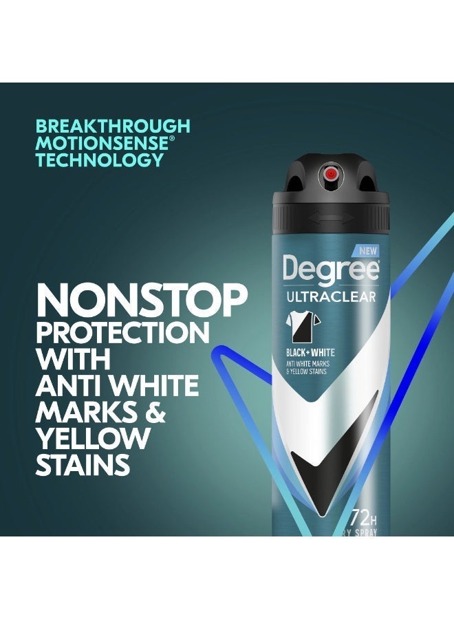 Degree Men Ultra Clear Black & White Antiperspirant Deodorant Dry Spray – Fresh 72 Hour (107 g) - Image 3